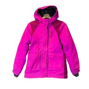Lands End Girls Squall Parka Winter Ski Coat Jacket L Large 14 Pink Magenta READ